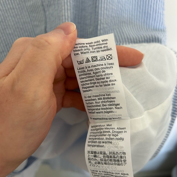 J. Crew Cotton Seersucker Mini Dress Sundress Sun Dress Blue White Stripe Size 0 - Picture 7 of 8